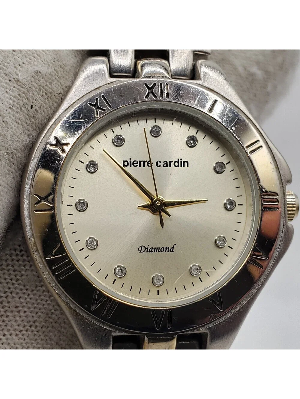 Pierre Cardin Diamond Watch Women 28mm Two-Tone New Battery